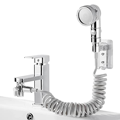 Bidet à main et douchette de robinet salle de bain avec tuyau amovible blanc pour évier