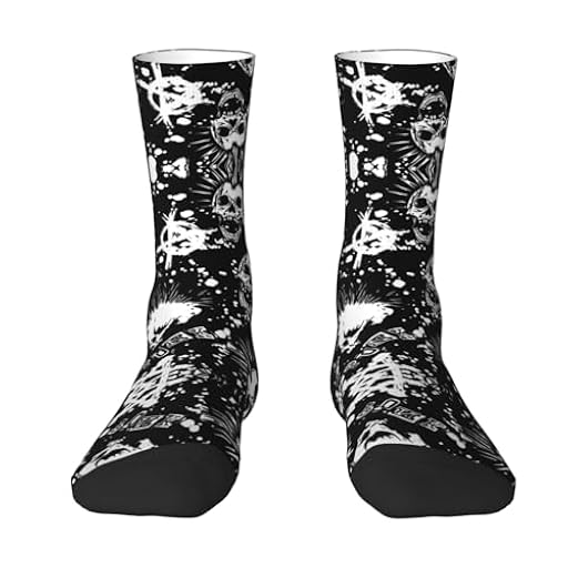 IPPONGET Calcetines blancos con estampado de calavera punk para adultos, calcetines gruesos y cálidos unisex para entrenamientos y uso diario, 2 Negro-2, talla �nica | Ya disponible en tu tienda friki favorita! En mundofriki.es!