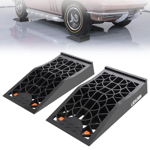 LIEKUMM Auffahrrampe 2er Set, 6T Tragkraft Auffahrrampe Pkw, 43 x 23 cm Kompakte & Tragbare Größe Auto Rampe für Tiefergelegte Fahrzeuge, Unterstellbock, Ölwechsel und Reparatur