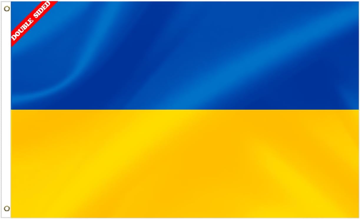 Double Sided Ukraine Flag 3x5FT Ukrainian National Flag Vivid Color Fade Resistant Polyester with Brass Grommets Indoor Outdoor Decor (Ukraine, 3x5FT 3PLY)
