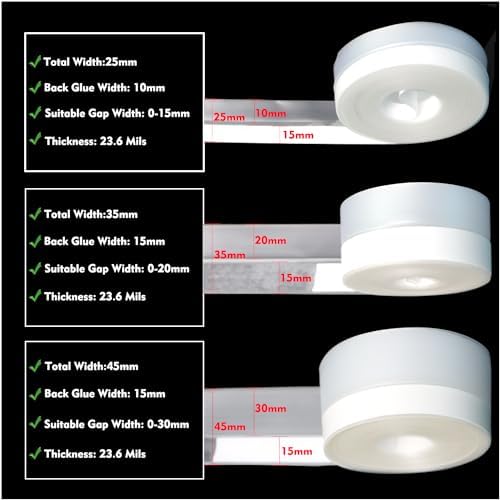 Silicone Seal Weather Stripping Tape 16.5 Feet Strip Bottom Draft Insulation Stopper Tape Weatherproof Soundproof for Door or Window Bathroom Shower Glass Gaps(45mm*5m) - 1