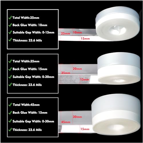 Silicone Weather Stripping Seal Door Tape 16.5 Feet Strip Bottom Draft Insulation Stopper Weatherproof Soundproof for Door Frame or Window Bathroom Shower Glass Gaps