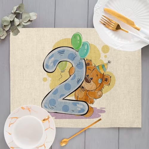 Sets de table en lin grand format ours pour anniversaire - 4