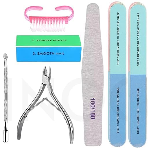 Manicure Nail File Kit –1pcs Double Sided Nail File, 4- Step Buffing Block, 2pcs 7 Way Nail File and Buffers, 2pcs Cuticle Clipper & Pusher 1 Dusting Brush, Complete Nail Kit with Buffer for Salon Nail Art-image-49