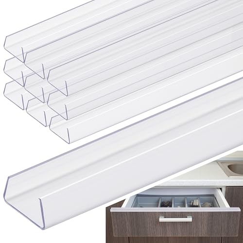 Image of 10 Pcs 24 inch Cabinet Door Protector Edge Guard-3 /4 Thick Slip-On Drawer Door Protector in Clear-Shelf Edge Protectors for Kitchen Cabinets to Prevent Wear,Chipping and Discolouration