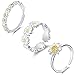 Set de 3 Piezas Anillos de Margarita Ajustables Anillos Ajustables de Alianza Abierta para Mujeres Hombres Boda Anillo de Flor de Ansiedad Anillos Apilables Plateadas para Damas Niñas