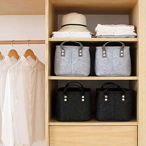 felt storage basket,Filz Aufbewahrungsbox,Filzkorb Grau Rechteck,Faltbar, mit Zwei Weichen Griffen,für Kleidung, Handtücher, Accessoires und Kinderspielzeug aufzubewahren,Groß 38 x 28 x 24 cm