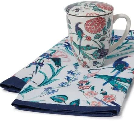 Metropolitan Museum of Art, Iznik Garden Covered Porcelain Mug with Tea Infuser in Gift Box, 10.5 oz