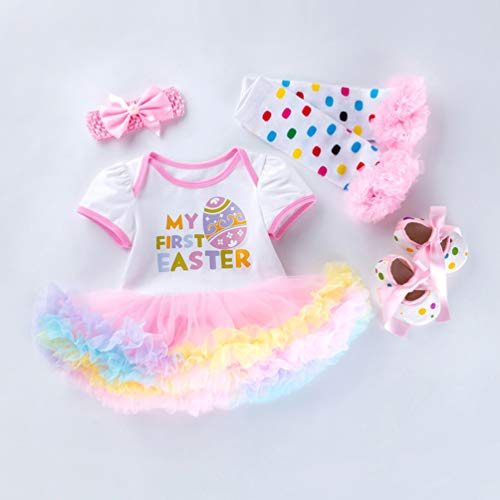 ABOOFAN Conjunto de Bebê Meninas 1ª de Páscoa Macacão de Manga Curta T- Shirt Gaze Tutu Saia Vestido