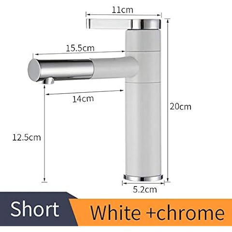 Tap Mixer Washbasin Mixer Washbasin 360 ° Type Tap Washbasin with White and Silver Chrome Finish Bathroom taps Single Lever Bathroom Cover