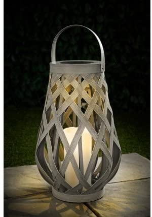 EEMKAY® New Stunning Design Outdoor Garden XL Roma Solar Powered Wicker Lantern