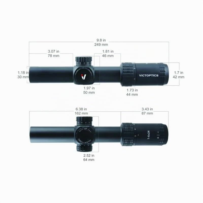 Vict Optics Mira Telescópica S6 1-6x24 FSP, Retícula Iluminada Roja y Verde, 30mm, Resistente al Agua