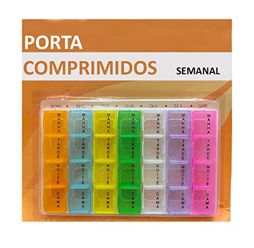 Caixa Porta Comprimido 4x Dia Organizador De Medicamento Remédio Semanal - Colorido