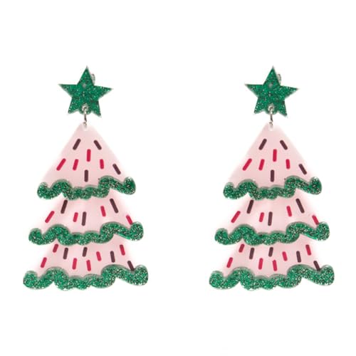 Christmas Tree Shape Studs Earrings Acrylic Texture Elegant Ear Jewelry Suitable for Daily Wear and Special Occasions Colorful A
