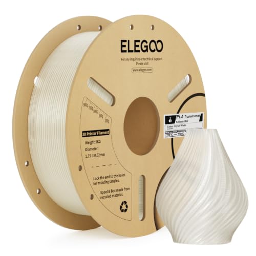 Image of ELEGOO PLA Filament 1.75mm Crytal White 1KG, 3D Printer Filament with Dimensional Accuracy, 1kg Cardboard Spool(2.2lbs) Fits for Most FDM 3D Printers