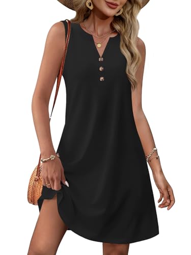 Image of XMTOPYE Women Summer Dresses 2025 Beach Fashion Vacation V Neck Sleeveless Sundresses Casual Work Dress