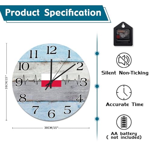 Horloge murale silencieuse Pologne de 38,1 cm à piles - 7