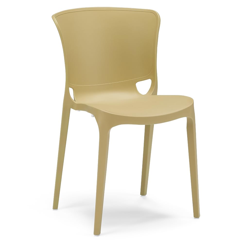 Set 4 sedie in polipropilene JUMBO, MADE IN ITALY, impilabile, resistente ai raggi UV, design moderno, ideale per sala da pranzo, cucina, sala d’attesa, bar, ristoranti o giardino (Senape, 4)
