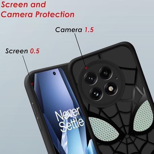 Image of Stylish Spider Back Case Cover Compatible for OnePlus 13R 5G | Spidey Face Mask Case | Soft Silicone | Camera & Full Body Protection | Shock Proof | (Black)