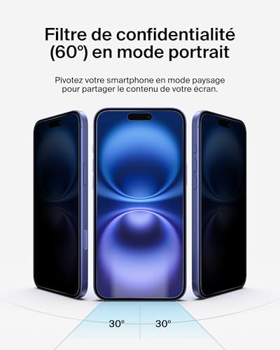 Belkin ScreenForce InvisiGlass Privacy pour iPhone 16 Plus / 15 Plus / 14 Pro Max - vue 5