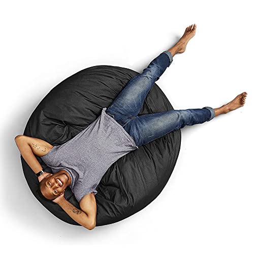 Big Joe Fuf Large Foam Filled Bean Bag Chair With Removable Cover, Black Lenox, 4Ft Big #TOP6