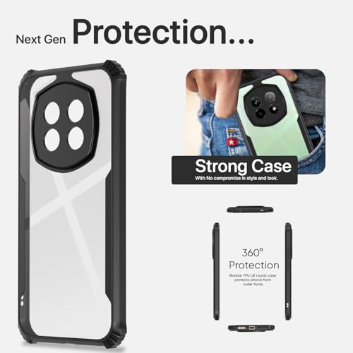 Image of Pikkme Crystal Clear Transparent Back Cover | Ultra Hyrbid | Full Camera Protection | Raised Edge | Bumper Case for Realme P2 Pro 5G (Black)