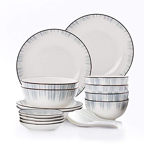 磁器食器60点セット - ディナープレートとボウルセット セラミック食器セット 12人用 時間と空間を旅するシリーズ セラミックディナープラット