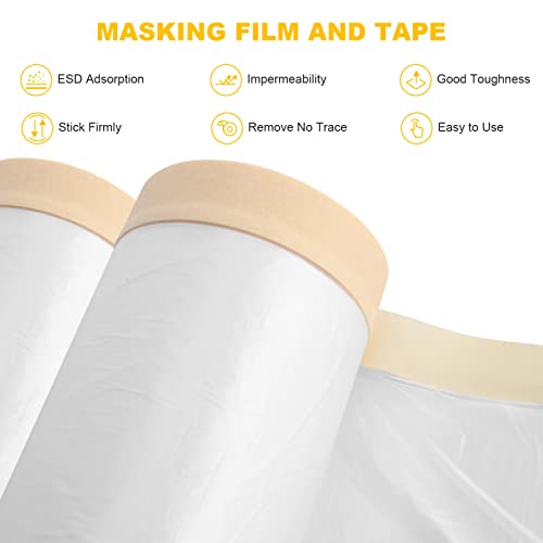 Sunll Tape And Drape, Pre-Taped Masking Film, For Automotive Covering Painting Paint Masking, 59-In X 66-Feet #TOP2