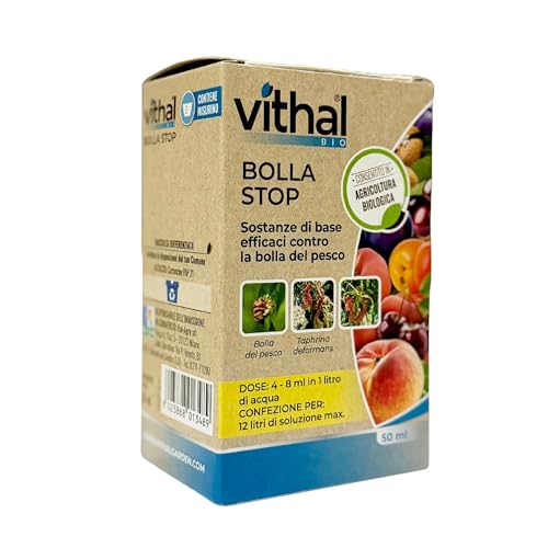 Vithal Bio Bolla Stop 50 ml – fungicida biologico contro la bolla del pesco (Taphrina deformans) – sostanze di base equiseto + chitosano – consentito in agricoltura biologica