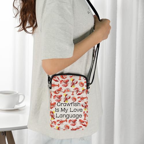 JXGZSO Funny Lobster Gift Crawfish Is My Love Language Lobster Crossbody Bag With Zipper Crawfish Lover Gifts Foodie Gifts3