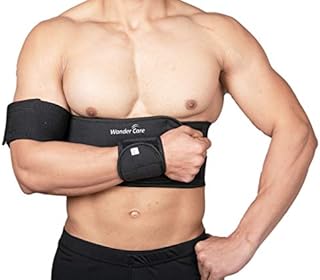 Wonder Care-Left Right Shoulder Immobilizer Arm Sling Elastic Brace for Clavicle Collar Bone Dislocation Subluxation Shoulder stabilizer Compression Brace After Rotator Cuff Surgery - Black-Size 4