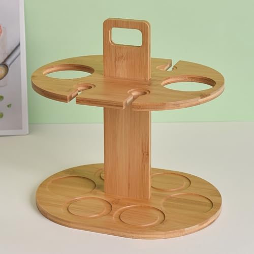 Soporte de vino de bambú para encimera, portátil y elegante miniatura 5
