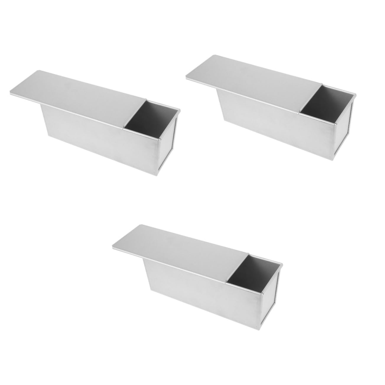 Alipis 3piezas Molde De Pan Con Tapa Deslizante Antiadherente Para Hornear Pan De Caja Para Tostadas y Sándwiches