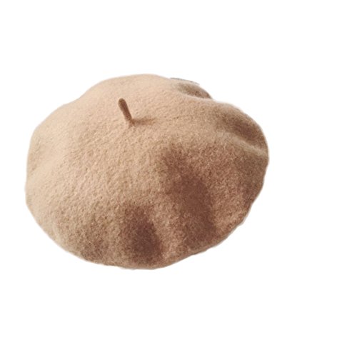 WeeH Beret Hat for Women Gril Winter Hats Wool Classic Vintage Beanie Cap, Camel