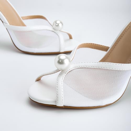 Mesh Mule Heels for Women with 4 Inch Stiletto Heel4