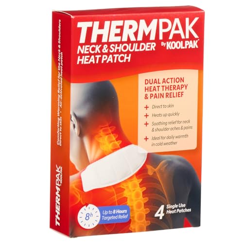 ThermPak Neck & Shoulder Heat Patches 4 Pack – Air Activated Adhesive Heat Patch – Up to 8 Hours Targeted Warmth – Direct to Skin Heat Pads for Neck & Shoulder Aches