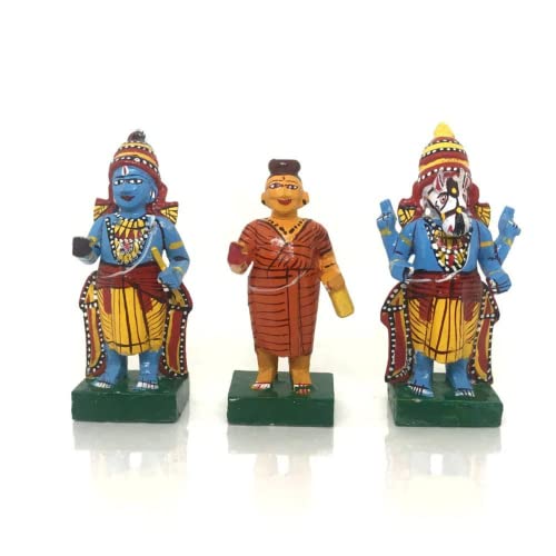 Hastha Kalalu set de 10 estatuas de madera 3 pulgadas miniatura 4