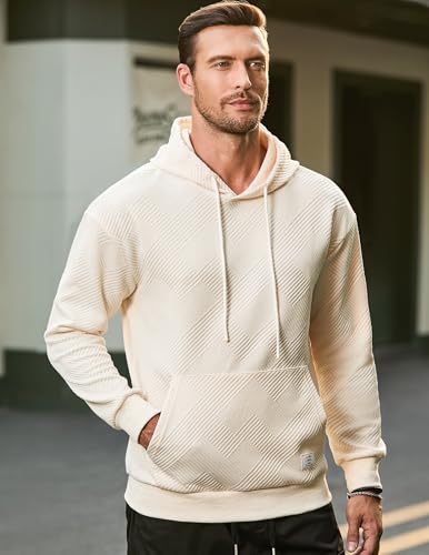 JMIERR Mens Hoodies Sweatshirts Texture Hooded Collar Drawstring Long Sleeve Casual Pullover Shirt3