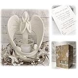 Memorial Angel Candleholder Statue with LED Tealight, Sympathy Gifts in Loving Memory with Condolenc
