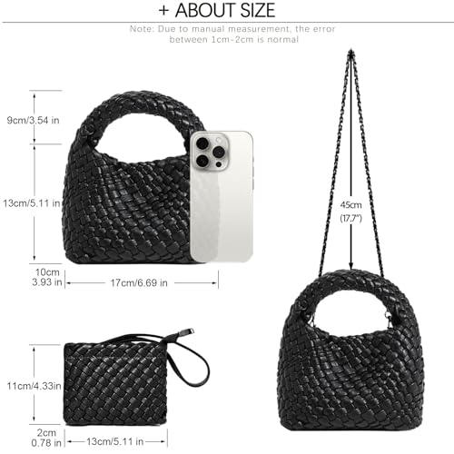 Image of JINMANXUE Fashion Mini Handbag For Women, Woven Tote Bucket Composite Bag Knitting Chain Bags, Crossbody Shoulder Purses