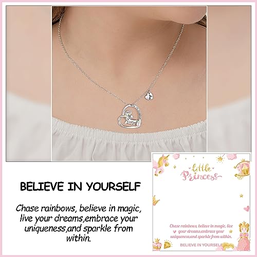 Unicorns Gifts for Girls Necklaces, White Gold Plated Colorful CZ Unicorn Necklace for Girls Heart Unicorn Necklace for Girls Letter Initial Necklaces for Girls Kids Unicorn Gifts for Girls Jewelry3