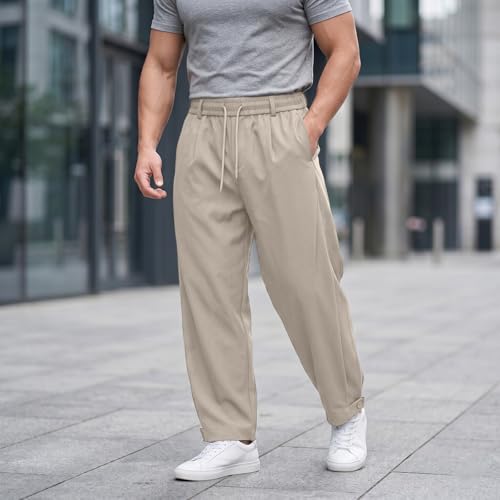 Pantalon de survêtement pour homme couleur unie avec poches et cordon de serrage