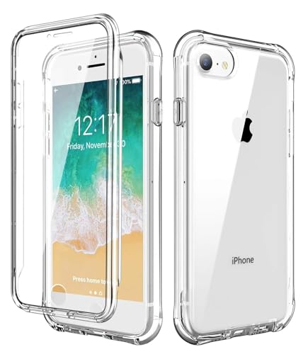 Image of Silicone Case for iPhone SE 2020/2022, iPhone 8/7, Full Body protection,Crystel Clear, Soft, Shockproof, 360 Front & Back, Antiskid Phone Cover for iPhone SE 2nd 3rd Generation (Clear Front and Back)