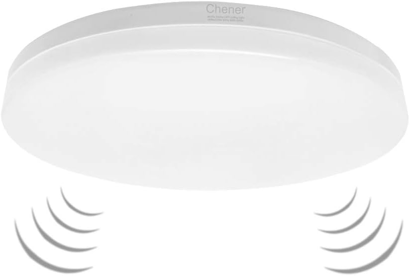 Upgrated 24W Motion Sensor LED Flush Mount Ceiling Light, Built-in Radar Microwave Sensor, 200W Equivalent Soft White 3000K, Dusk to Dawn Detector Auto Switch On/Off for Porch, Garage by Chener