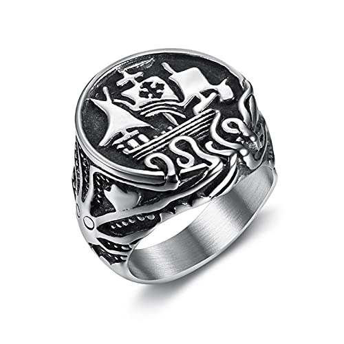Bagues Viking en acier inoxydable motif tentacule de poulpe vintage pour homme