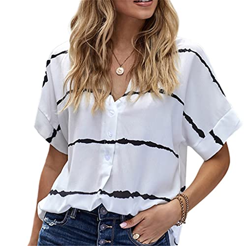 Chemise rayée femmes V-col idéale du bureau aux terrasses ensoleillées