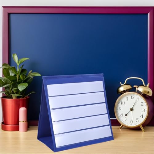 Présentoir de bureau autoportant bleu DIKACA petit format en plastique robuste
