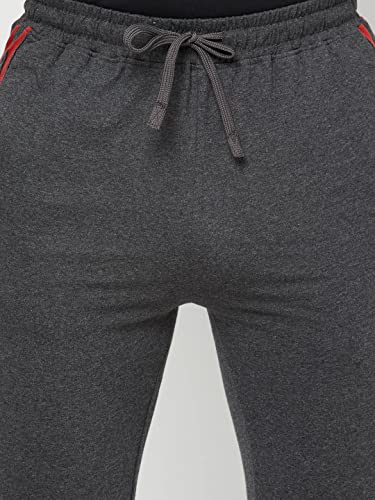 Image of sporto Anthra Melange Modern Slim Fit Track Pants for Men with Zippered Pockets