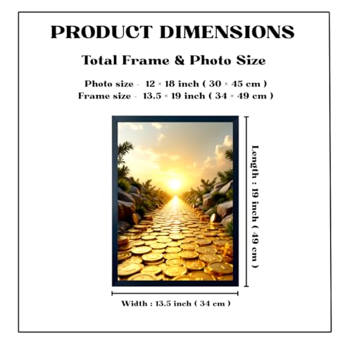 Image of ARTFUL TOY BOX - Golden Path Photo Frame Wall Art for Home & Office Decor | Success, Growth & Wealth Journey Landscape Wall Decor | HD Glossy Print | Premium Fiber Black Frame - 12x18 Inch (30x45 cm) (Design 12)
