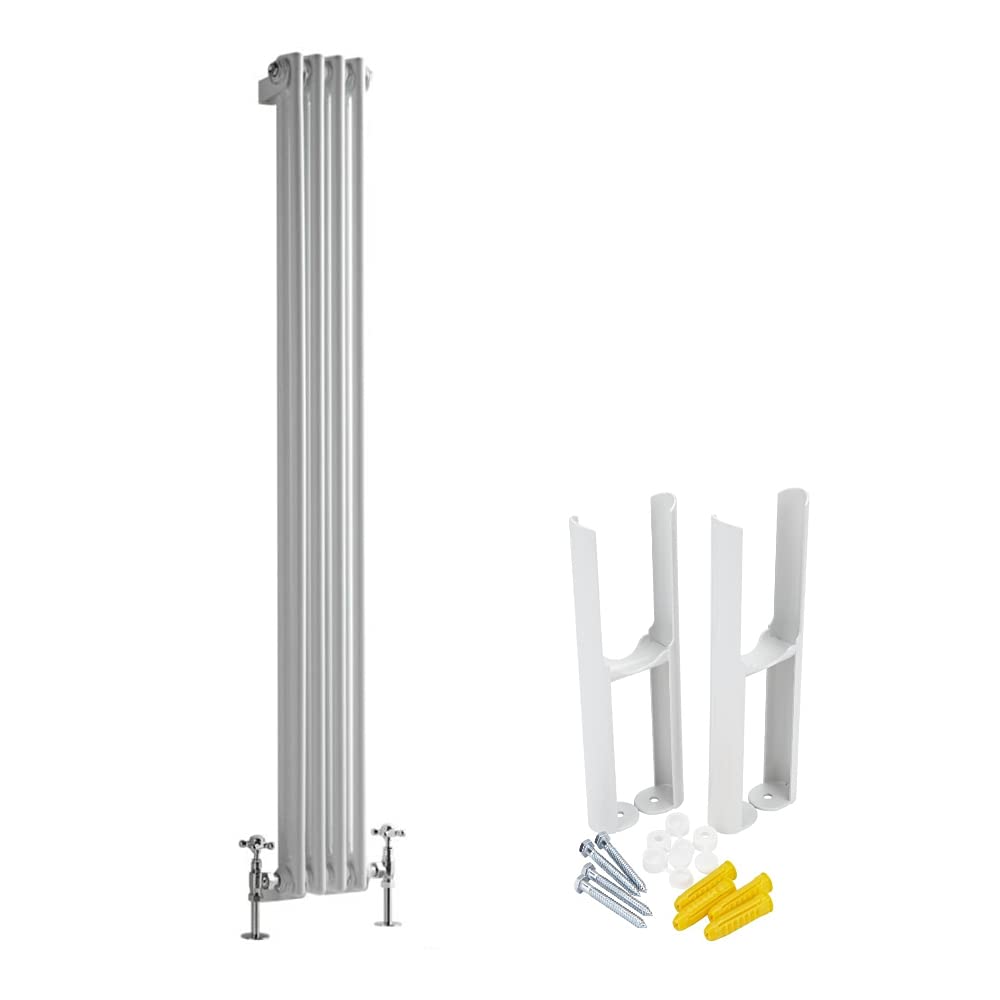 Milano White Windsor - Vertical Traditional Column Radiator With Feet - 2 Column - 1500Mm X 200Mm
